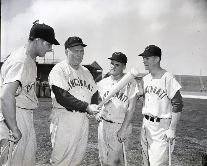 Framed Print : Rogers Hornsby Showing Players A Bat Grip Framed Print : Rogers Hornsby Showing Players A Bat Grip