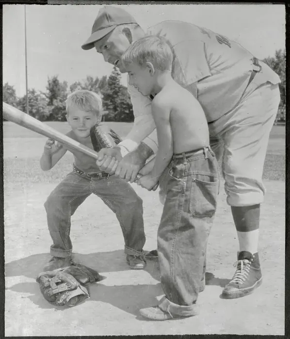 Framed Print : Rogers Hornsby Teaching Young Boy How to Handle Baseball Bat Framed Print : Rogers Hornsby Teaching Young Boy How to Handle Baseball Bat