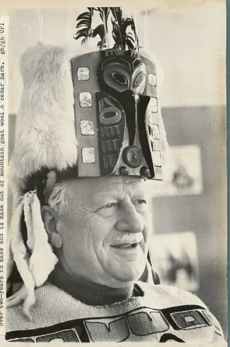 Framed Print : Roland Michener Wearing Tlingit Headdress and Robe Framed Print : Roland Michener Wearing Tlingit Headdress and Robe
