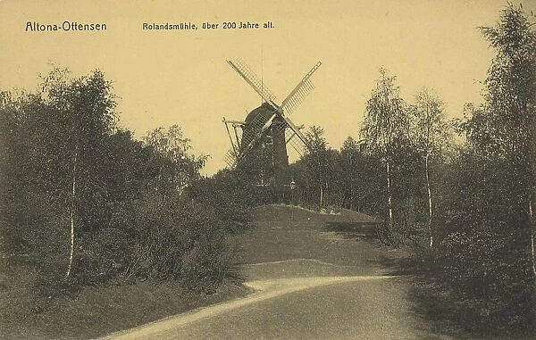 Rolandsmuehle, Altona-Ottensen, Hamburg, Germany, postcard with text, view around ca 1910, historical, digital reproduction of a historical postcard, public domain, from that time, exact date unknown