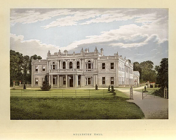 Rolleston Hall, a country house in Rolleston-on-Dove, Staffordshire England, 1880s, 19th Century