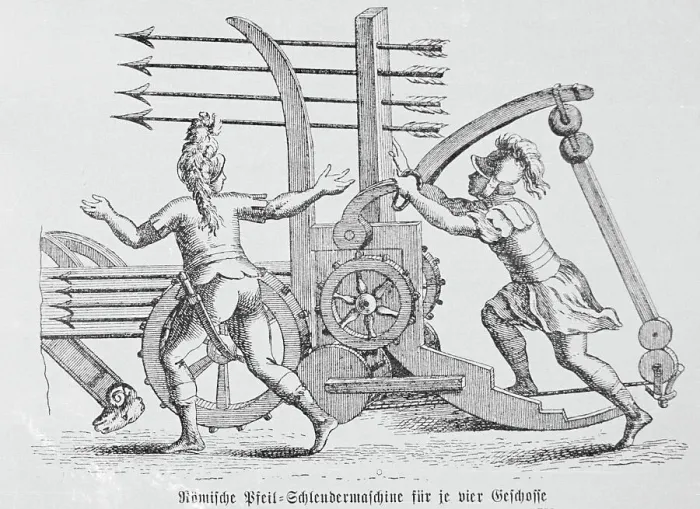 Framed Print : Roman Soldiers Preparing War Machine to Launch Arrows Framed Print : Roman Soldiers Preparing War Machine to Launch Arrows