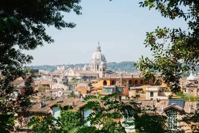 Framed Print : Rome skyline seen through the trees, Lazio, Italy Framed Print : Rome skyline seen through the trees, Lazio, Italy