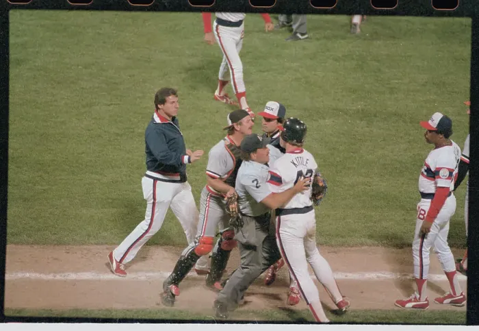Framed Print : Ron Kittle Being Detained from Baseball Skirmish Framed Print : Ron Kittle Being Detained from Baseball Skirmish