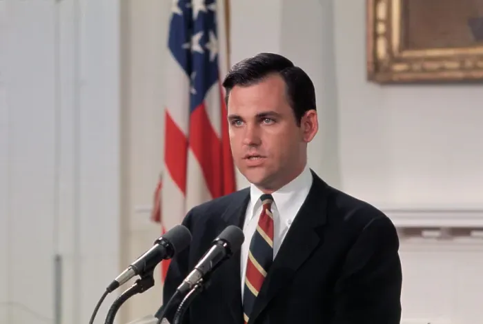 Framed Print : Ron Ziegler Speaking at White House
