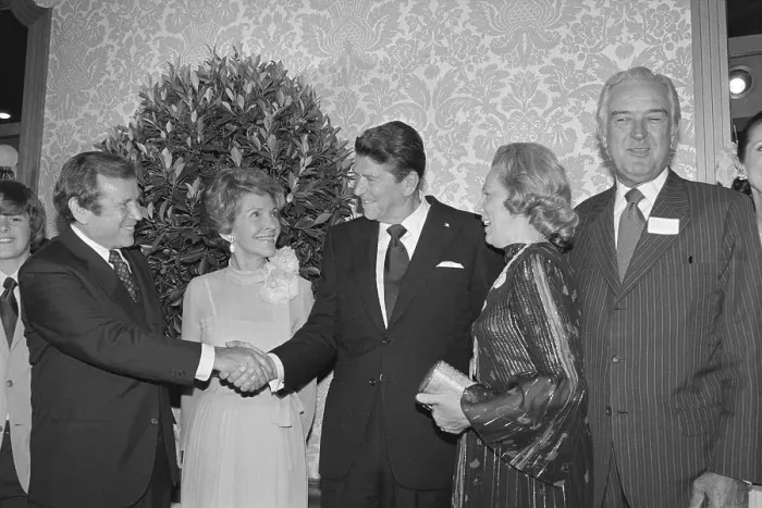Framed Print : Ronald and Nancy Reagan Greeting Howard Baker