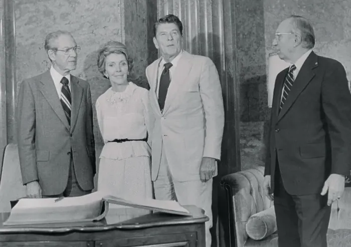 Framed Print : Ronald and Nancy Reagan with Mormon Representatives Framed Print : Ronald and Nancy Reagan with Mormon Representatives