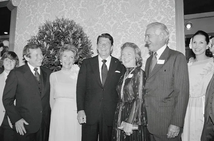 Framed Print : Ronald and Nancy Reagan Posing with Affiliates