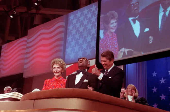 Framed Print : Ronald and Nancy Reagan with Ray Charles Framed Print : Ronald and Nancy Reagan with Ray Charles