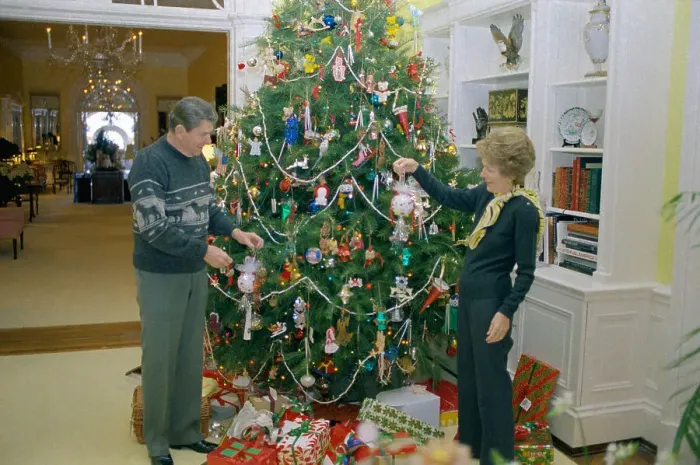 Framed Print : Ronald and Nancy Reagan Standing by Christmas Tree Framed Print : Ronald and Nancy Reagan Standing by Christmas Tree
