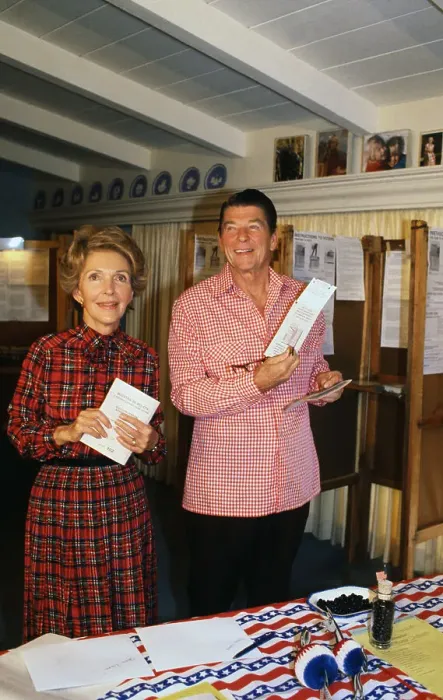 Framed Print : Ronald and Nancy Reagan Voting Framed Print : Ronald and Nancy Reagan Voting