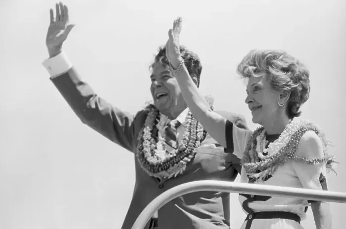 Framed Print : Ronald and Nancy Reagan Waving Framed Print : Ronald and Nancy Reagan Waving
