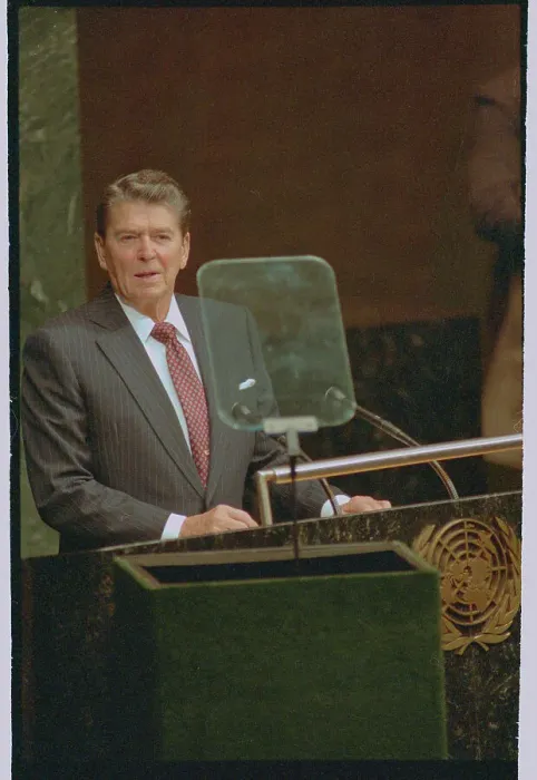 Framed Print : Ronald Reagan Addressing the Assembly Framed Print : Ronald Reagan Addressing the Assembly