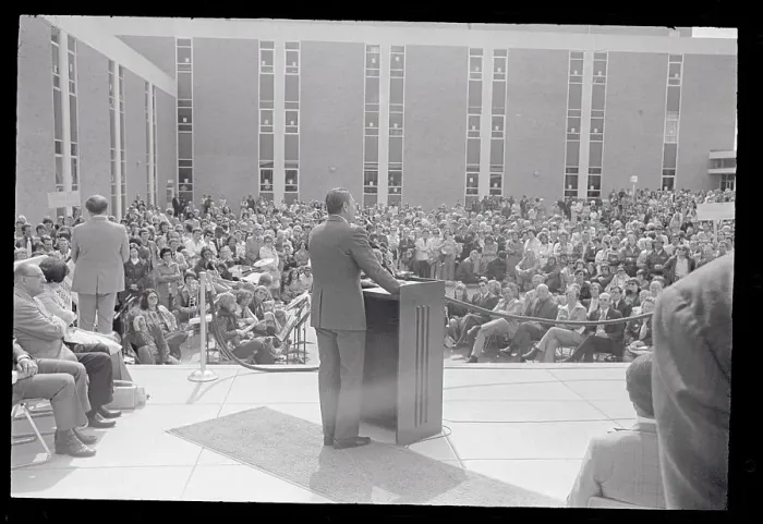 Framed Print : Ronald Reagan Addressing Crowd in West Virginia Framed Print : Ronald Reagan Addressing Crowd in West Virginia