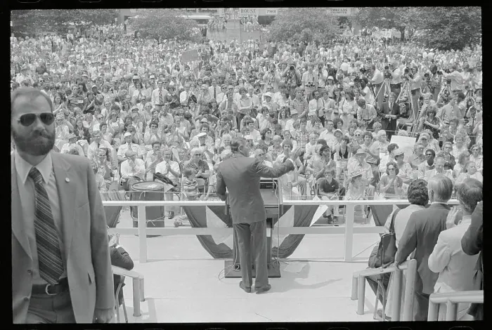 Framed Print : Ronald Reagan Addressing a Rally Framed Print : Ronald Reagan Addressing a Rally