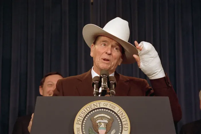 Framed Print : Ronald Reagan Adjusting Hat Framed Print : Ronald Reagan Adjusting Hat