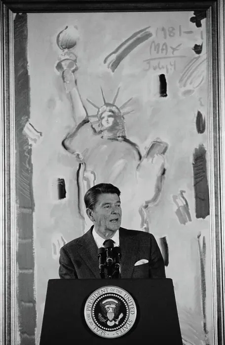 Framed Print : Ronald Reagan Announcing Commission Framed Print : Ronald Reagan Announcing Commission