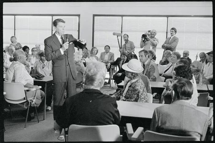 Framed Print : Ronald Reagan Answering Questions Framed Print : Ronald Reagan Answering Questions