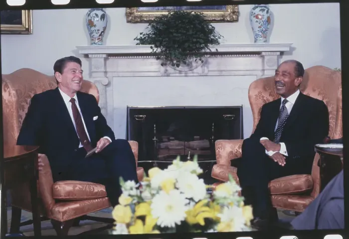 Framed Print : Ronald Reagan and Anwar Sadat Chatting Framed Print : Ronald Reagan and Anwar Sadat Chatting