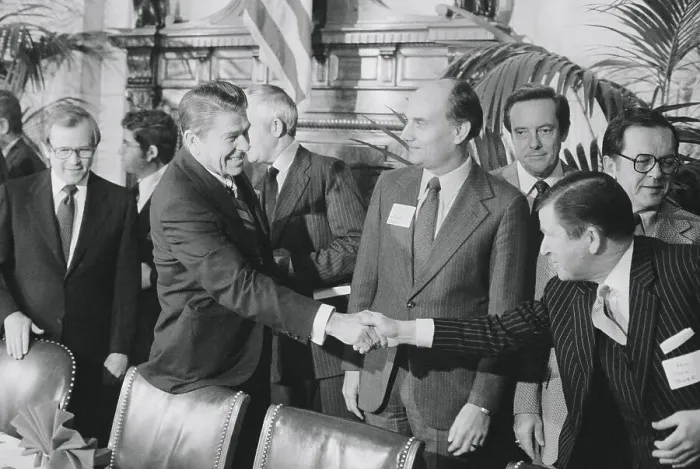 Framed Print : Ronald Reagan Arriving for Republican Luncheon