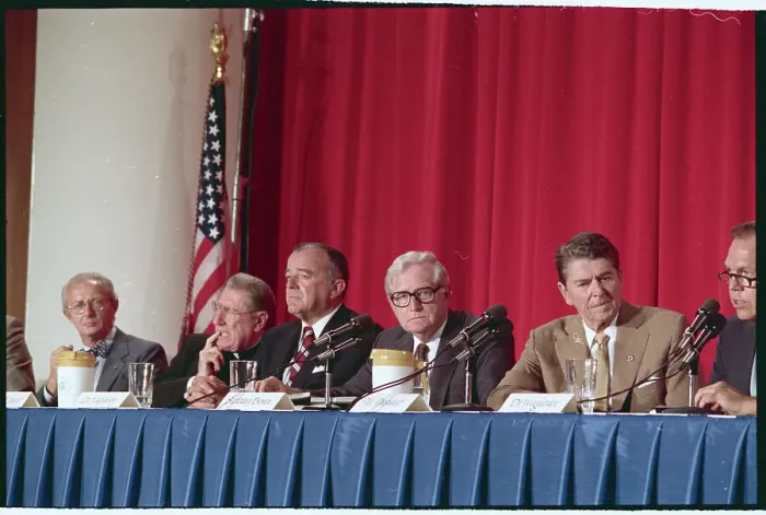 Framed Print : Ronald Reagan Attending AIDS Conference Framed Print : Ronald Reagan Attending AIDS Conference