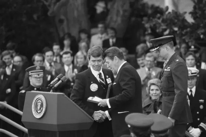 Framed Print : Ronald Reagan With Bruce Laingen Framed Print : Ronald Reagan With Bruce Laingen