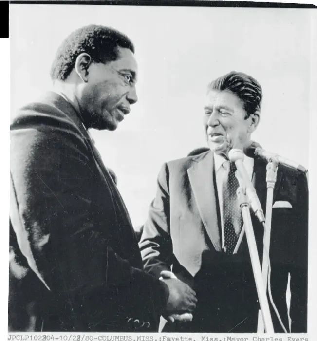 Framed Print : Ronald Reagan and Charles Evers Shaking Hands Framed Print : Ronald Reagan and Charles Evers Shaking Hands