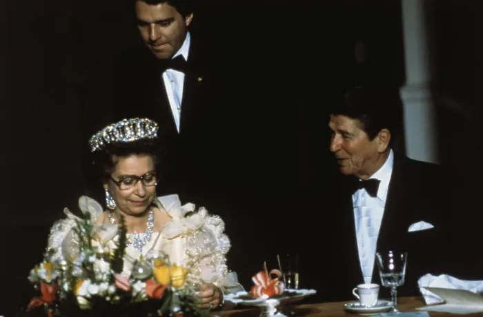 Framed Print : Ronald Reagan Chatting with Queen Elizabeth Framed Print : Ronald Reagan Chatting with Queen Elizabeth
