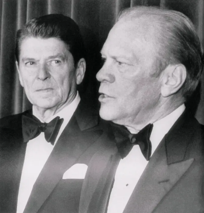 Framed Print : Ronald Reagan Conversing with Gerald Ford Framed Print : Ronald Reagan Conversing with Gerald Ford