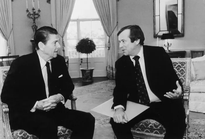 Framed Print : Ronald Reagan Conversing with Howard Baker Framed Print : Ronald Reagan Conversing with Howard Baker