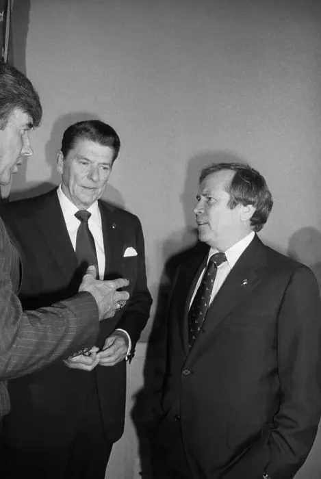 Framed Print : Ronald Reagan Conversing with Howard Baker Framed Print : Ronald Reagan Conversing with Howard Baker