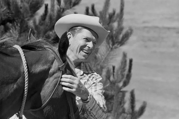 Framed Print : Ronald Reagan With Cowboy Hat And Horse Framed Print : Ronald Reagan With Cowboy Hat And Horse