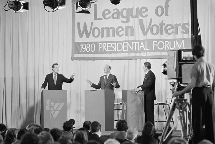 Framed Print : Ronald Reagan at Debate