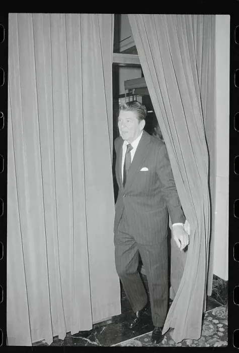 Framed Print : Ronald Reagan Entering Podium Area