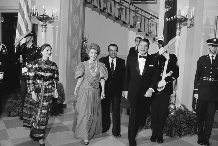 Framed Print : Ronald Reagan and Others Escorting Egyptian President Framed Print : Ronald Reagan and Others Escorting Egyptian President
