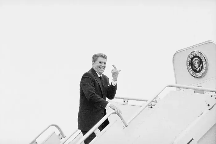 Framed Print : Ronald Reagan with Fingers Crossed Framed Print : Ronald Reagan with Fingers Crossed