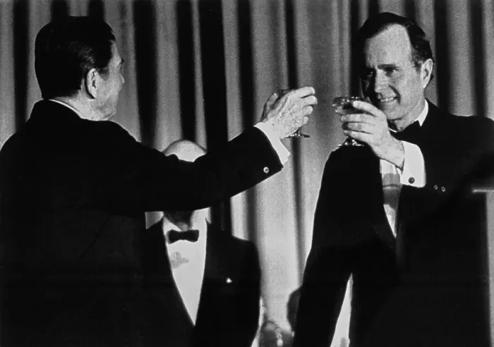 Framed Print : Ronald Reagan and George Bush Toasting Framed Print : Ronald Reagan and George Bush Toasting