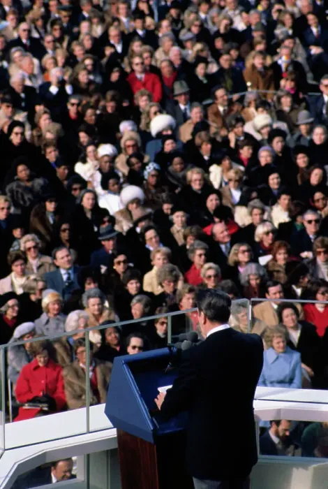 Framed Print : Ronald Reagan Giving His Inaugural Speech Framed Print : Ronald Reagan Giving His Inaugural Speech