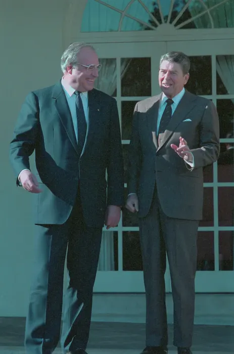 Framed Print : Ronald Reagan and Helmut Kohl Laughing Together Framed Print : Ronald Reagan and Helmut Kohl Laughing Together