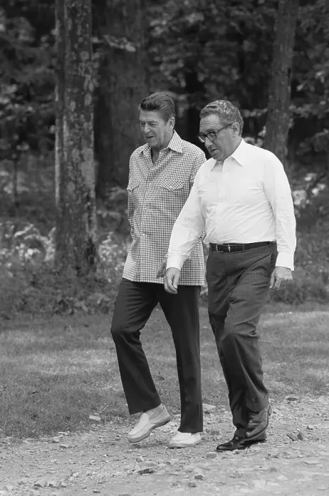 Framed Print : Ronald Reagan and Henry Kissinger Walking on Grounds Framed Print : Ronald Reagan and Henry Kissinger Walking on Grounds