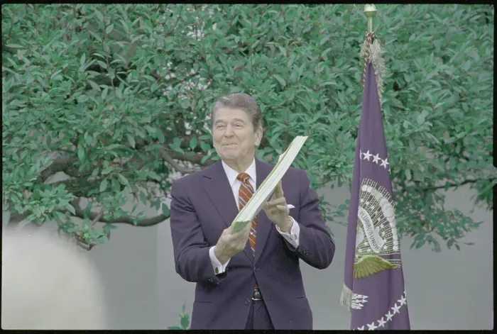 Framed Print : Ronald Reagan Holding Bill
