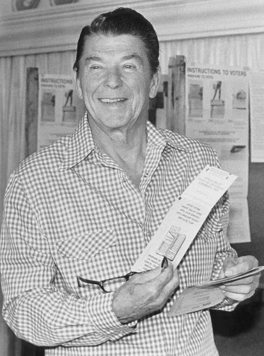 Framed Print : Ronald Reagan Holding a Ballot