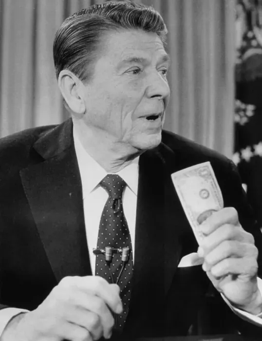 Framed Print : Ronald Reagan Holding Currency Framed Print : Ronald Reagan Holding Currency