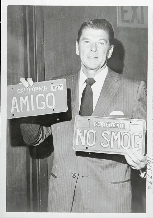 Framed Print : Ronald Reagan Holding License Plates Framed Print : Ronald Reagan Holding License Plates