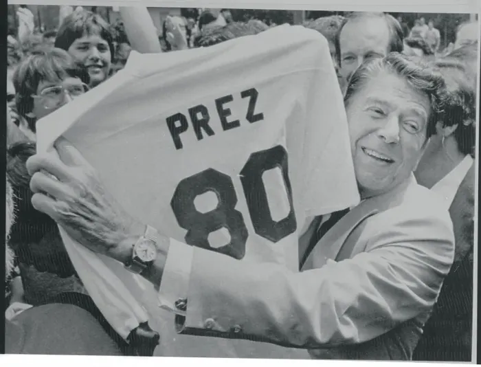 Framed Print : Ronald Reagan Holding T Shirt Framed Print : Ronald Reagan Holding T Shirt