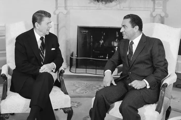 Framed Print : Ronald Reagan and Hosni Mubarak Framed Print : Ronald Reagan and Hosni Mubarak