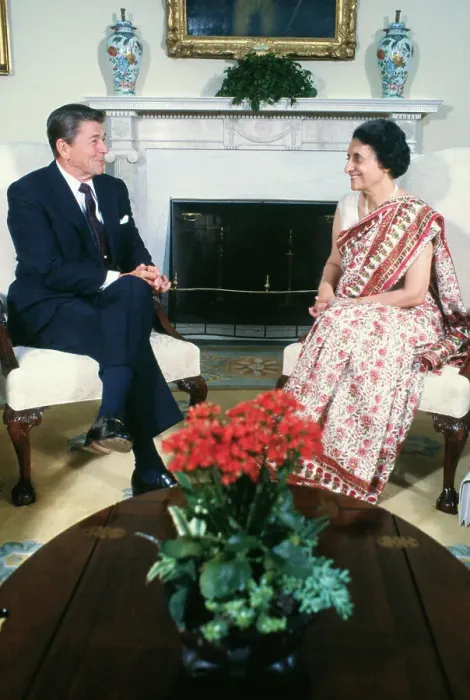 Framed Print : Ronald Reagan and Indira Gandhi Chatting Framed Print : Ronald Reagan and Indira Gandhi Chatting