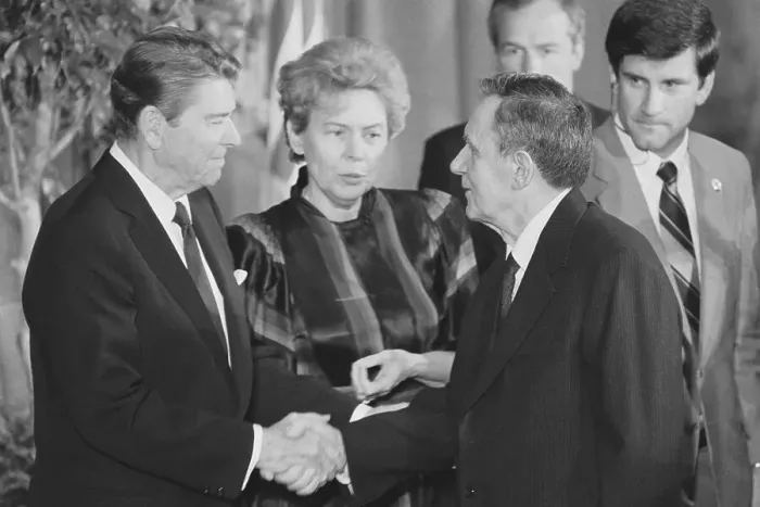 Framed Print : Ronald Reagan and Jeane Kirkpatrick meet Andrei Gromyko Framed Print : Ronald Reagan and Jeane Kirkpatrick meet Andrei Gromyko