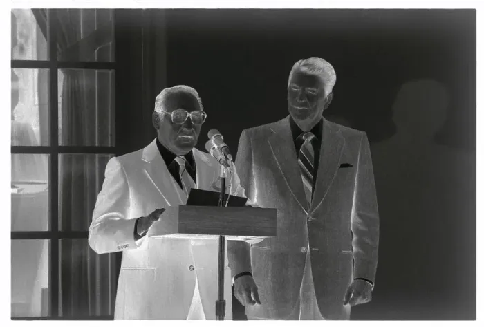 Framed Print : Ronald Reagan and Jose N. Duarte at Podium Framed Print : Ronald Reagan and Jose N. Duarte at Podium
