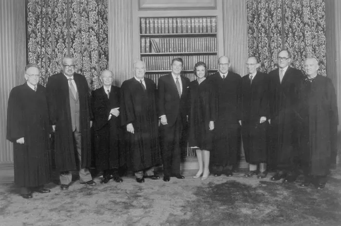 Framed Print : Ronald Reagan and Judges in Library Framed Print : Ronald Reagan and Judges in Library